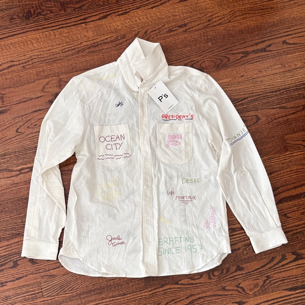 PS Paul Smith Men's White Graphic Button Down Shirt